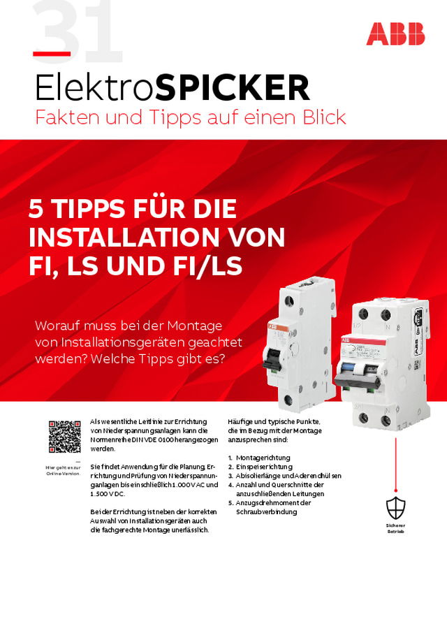 31 ElektroSPICKER: 5 TIPPS FÜR DIE  INSTALLATION VON  FI, LS UND FI/LS
