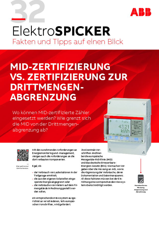 ElektroSpicker 32: MID-Zertifizierung vs. Zertifizierung zur Drittmengenabgrenzung