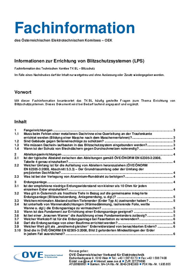 Fachinformation des Österreichischen Elektrotechnischen Komitees – OEK