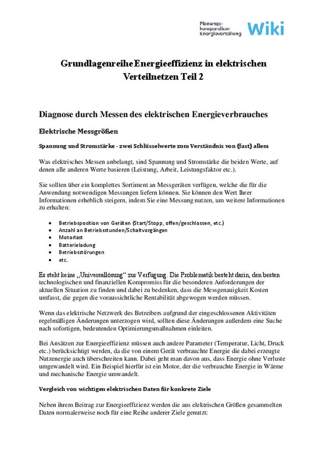 Grundlagenreihe Energieeffizienz in elektrischen Verteilnetzen Teil 2