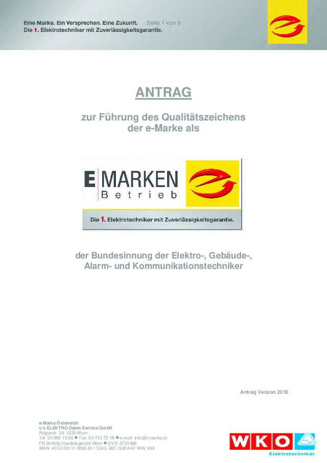 Antrag zur Führung des Qualitätszeichens der e-Marke