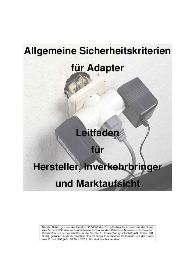 Allgemeine Sicherheitskriterien für Adapter