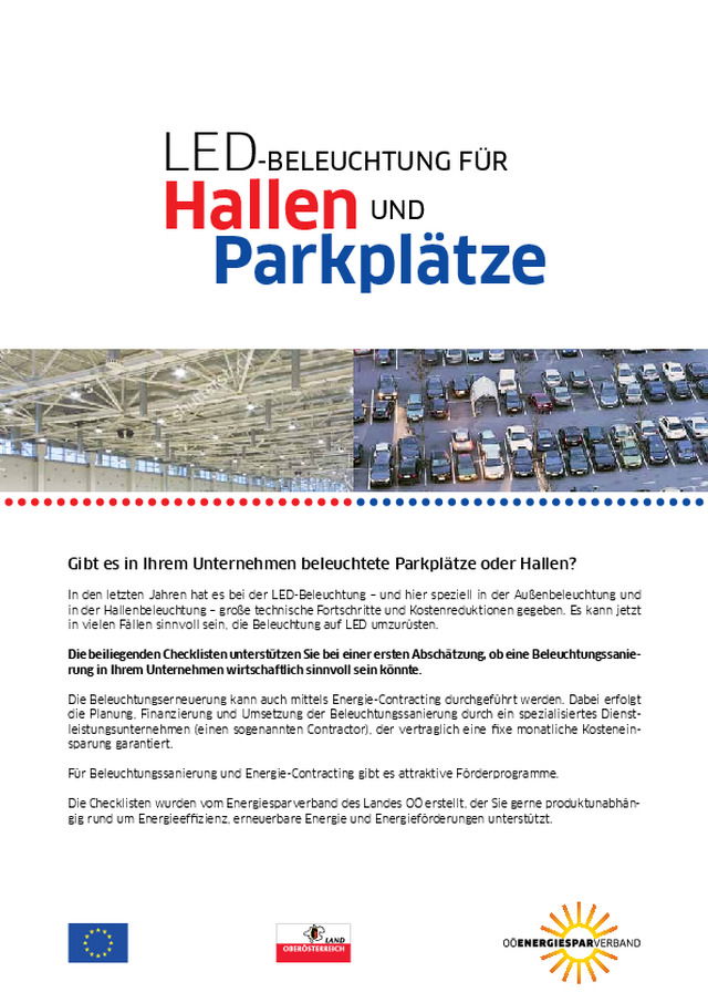 LED- Beleuchtung für Hallen und Parkplätze