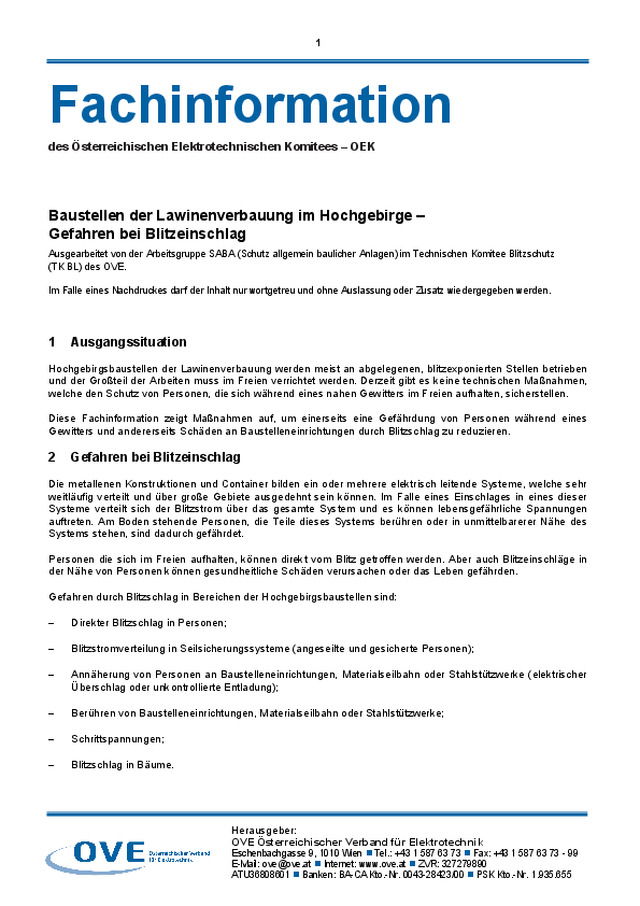 Baustellen der Lawinenverbauung im Hochgebirge | Gefahren bei Blitzeinschlag