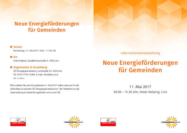 Informationsveranstaltung "Neue Energieförderungen für Gemeinden"
