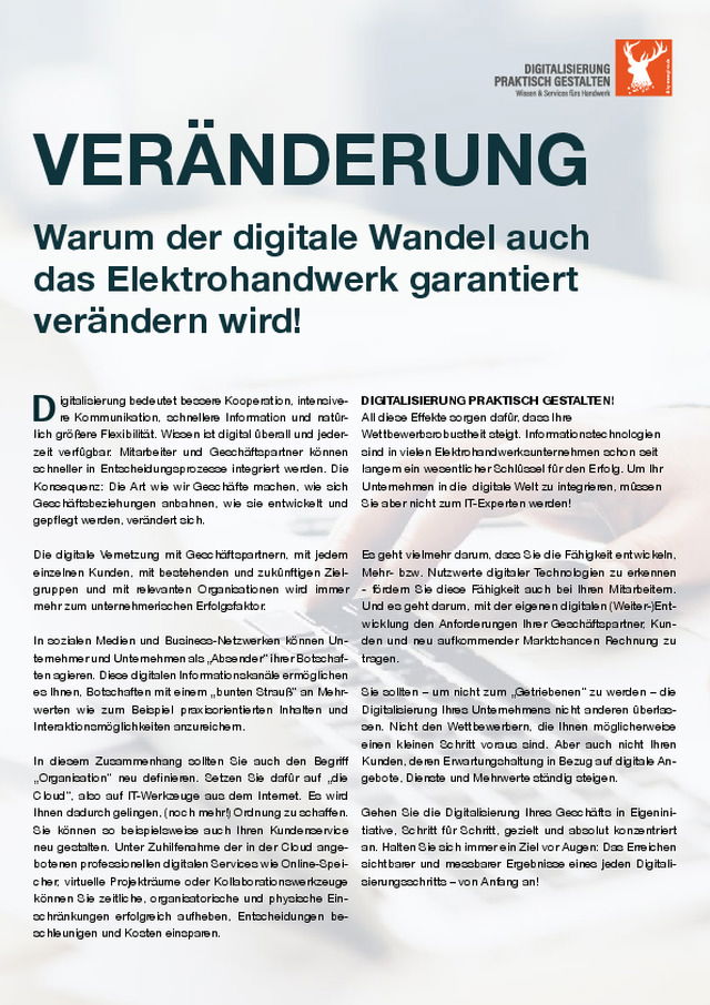 Warum der digitale Wandel auch  das Elektrohandwerk garantiert  verändern wird!