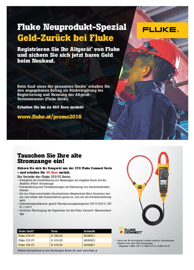Geld-Zurück bei Fluke, noch bis 31. Juli 2016!
