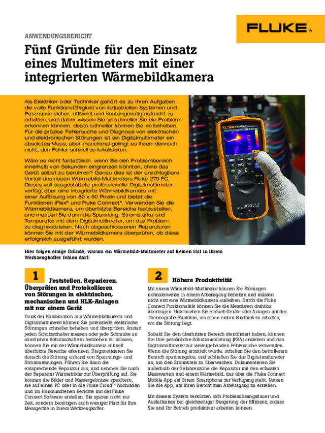 Fünf Gründe für den Einsatz eines Multimeters mit einer integrierten Wärmebildkamera