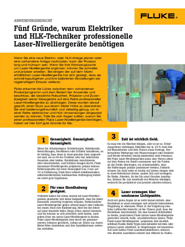 Fünf Gründe, warum Elektriker und HLK-Techniker professionelle Laser-Nivelliergeräte benötigen