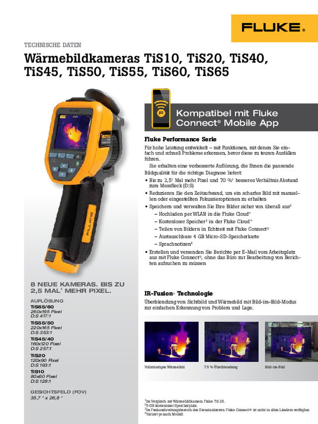 Wärmebildkameras TiS10, TiS20, TiS40, TiS45, TiS50, TiS55, TiS60, TiS65