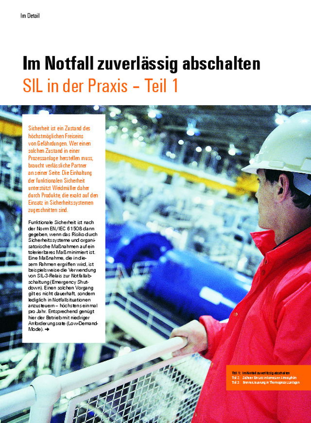 SIL in der Praxis – Teil 1 - Im Notfall zuverlässig abschalten