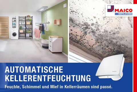 Automatische Kellerentfeuchtung AKE von MAICO sorgt für zukunftssicheres Fundament und angenehmes Raumklima