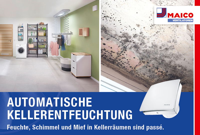 Automatische Kellerentfeuchtung AKE von MAICO sorgt für zukunftssicheres Fundament und angenehmes Raumklima