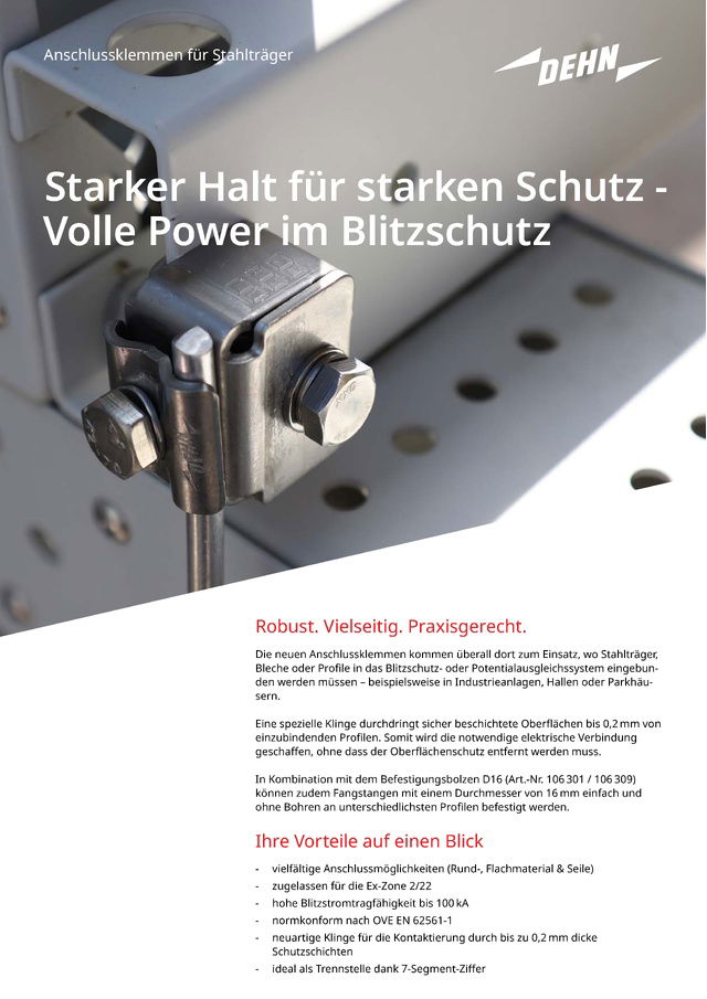 Anschlussklemmen für Stahlträger