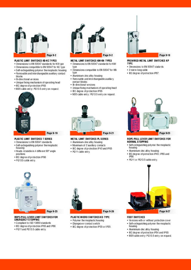 Lovato electric: Limit, Micro and Foot Switches