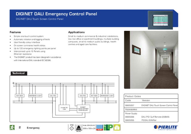 Pierlite Diginet Dali Emergency Control Panel