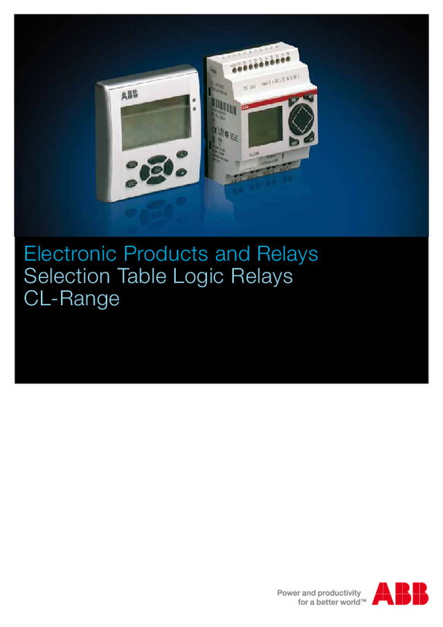 ABB Logic Relays: CL Range Selection Table