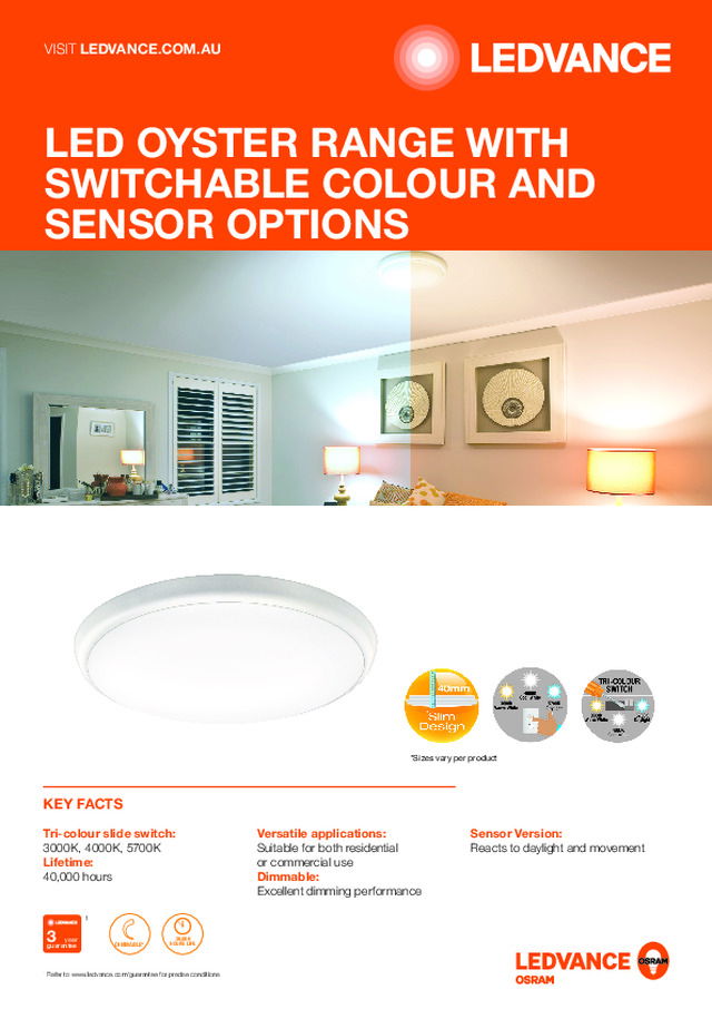 LED OYSTER RANGE WITH SWITCHABLE COLOUR AND SENSOR OPTIONS
