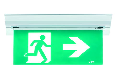 New Legrand E2 LED Edgelight Exit Signs with long life LED strip and electronics designed and manufactured in Australia