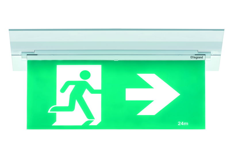 New Legrand E2 LED Edgelight Exit Signs with long life LED strip and electronics designed and manufactured in Australia