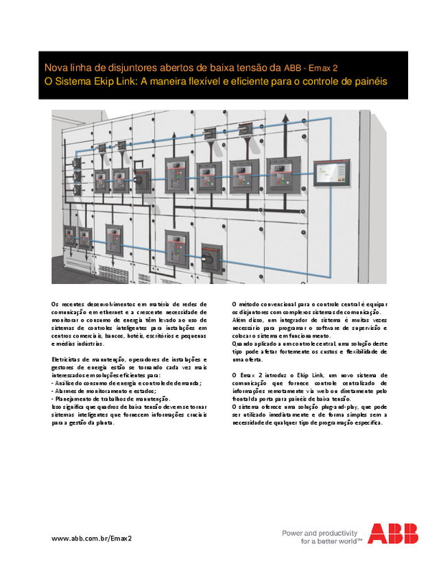 Nova linha de disjuntores abertos de baixa tensão da ABB - Emax 2
