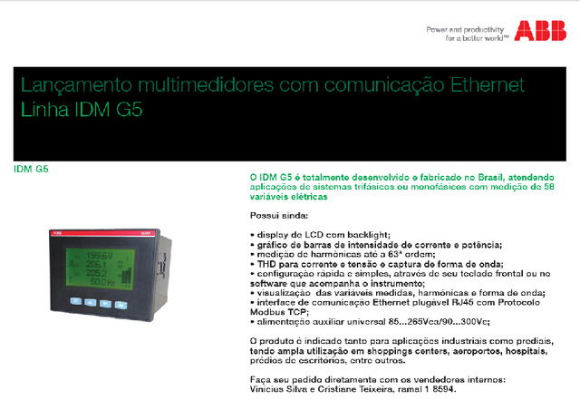 IDM G5 | Multimedidores ABB com comunicação Ethernet