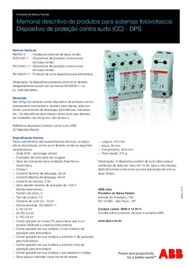 Dispositivo de proteção contra surto (CC) - DPS