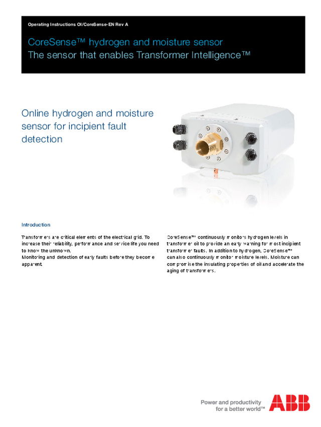 Manual de instruções de funcionamento do Sensor CoreSense™ da ABB (EN)