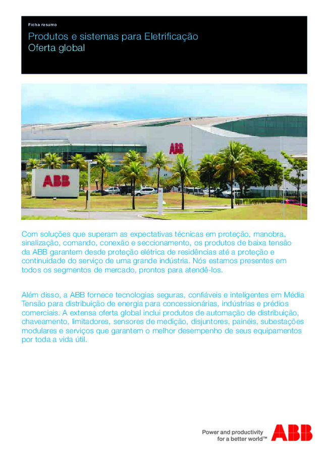 Produtos e sistemas para eletrificação ABB | Oferta global