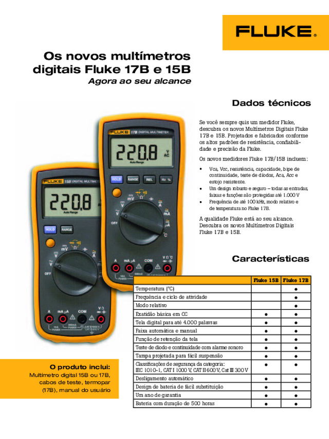 Os Novos Multimetros Digitais Fluke 17B_15B