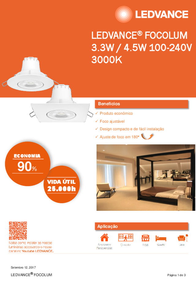 LEDVANCE®FOCOLUM 3.3W / 4.5W100-240V3000K