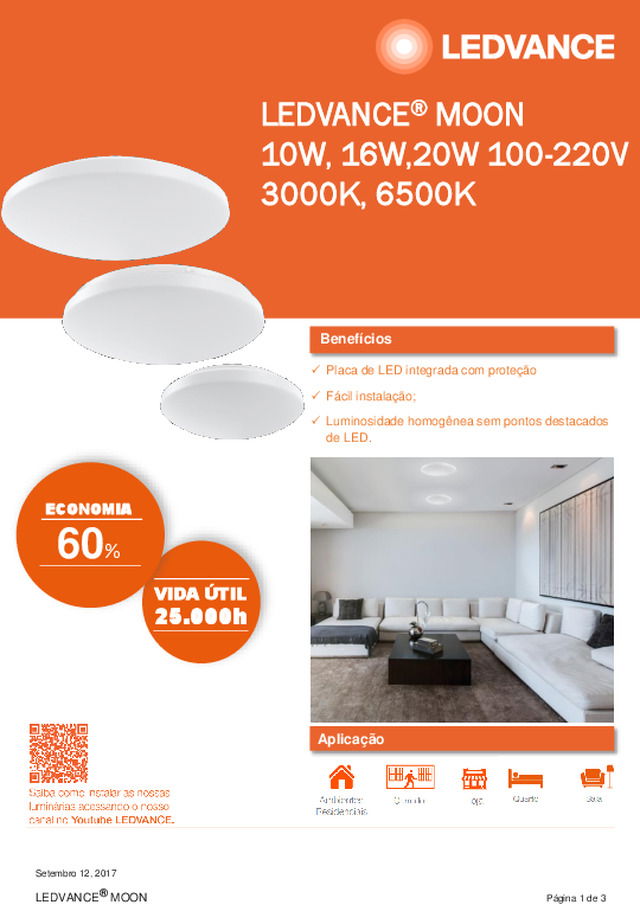LEDVANCE®MOON 10W, 16W,20W 100-220V3000K,6500K