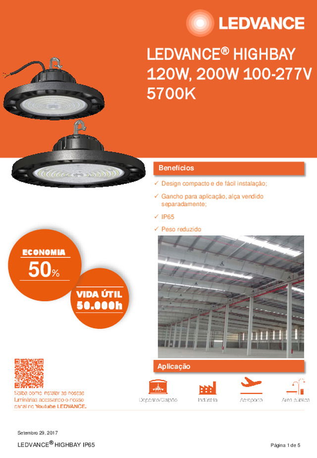 LEDVANCE®HIGHBAY 120W, 200W 100-277V5700K