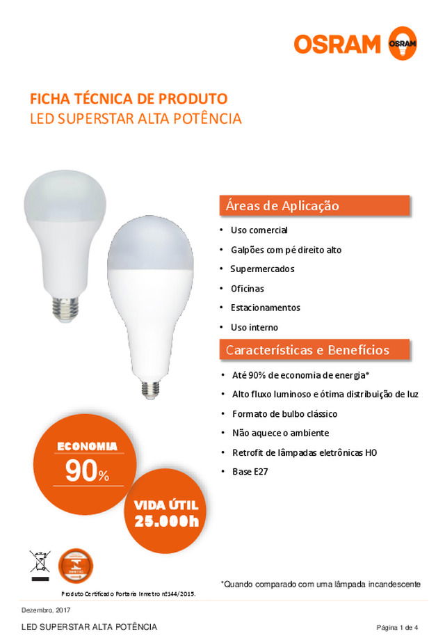 LED SUPERSTAR alta potência E27