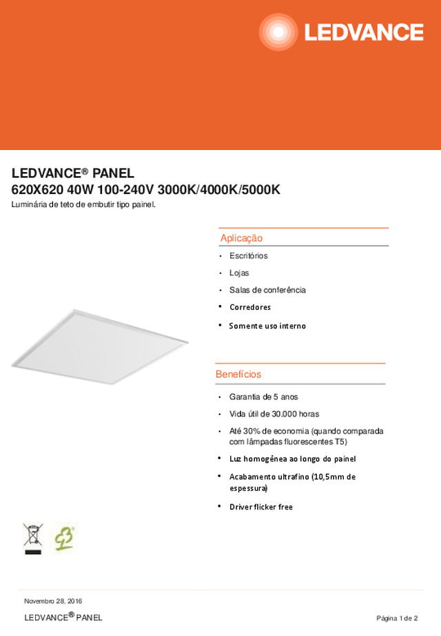 Data Sheet LEDVANCE PANEL 620x620