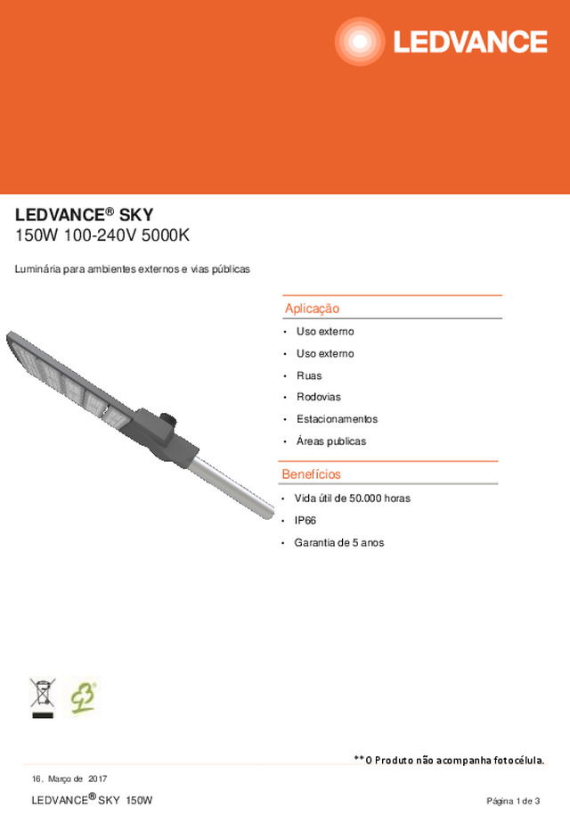 Data Sheet LEDVANCE SKY 150W