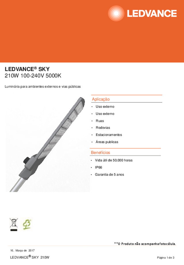 Data Sheet LEDVANCE SKY 210W