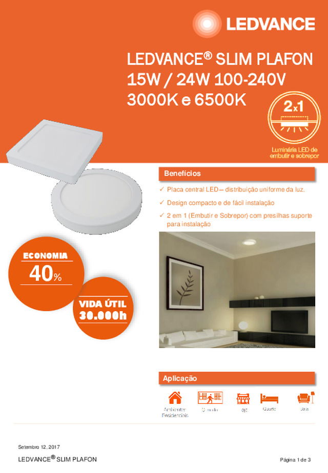 Data Sheet LEDVANCE® SLIM PLAFON
