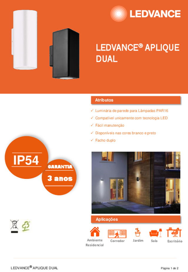 Ficha técnica | LEDVANCE® APLIQUE DUAL