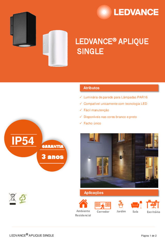 Ficha técnica | LEDVANCE® APLIQUE SINGLE