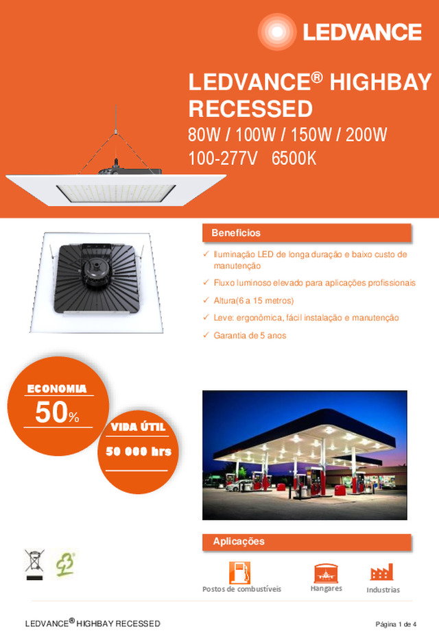 Ficha técnica | LEDVANCE® HIGHBAY RECESSED