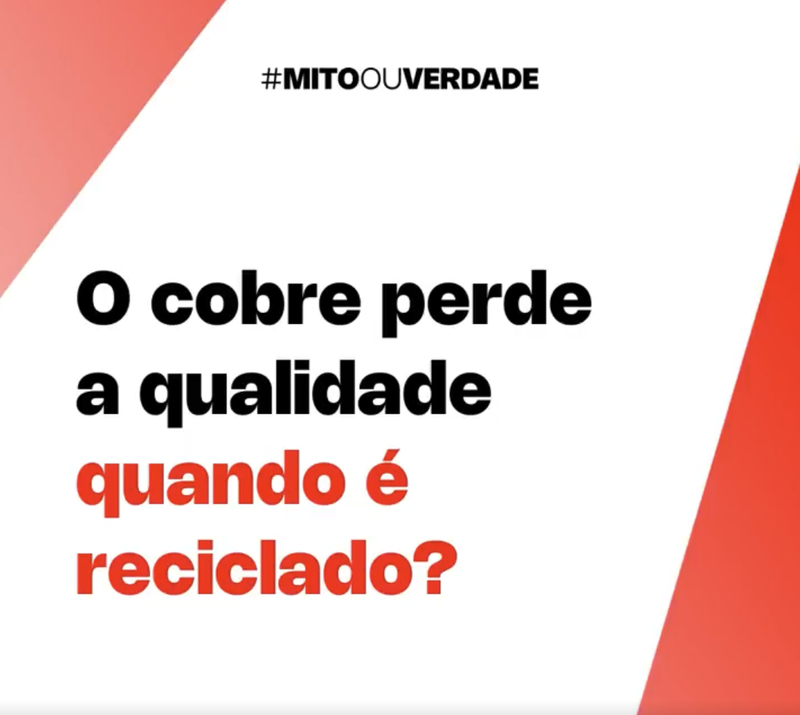 O cobre perde a qualidade quando é reciclado?