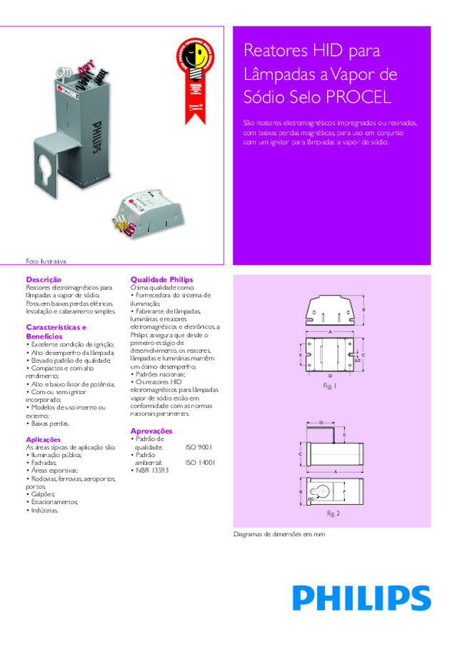 HID para Lâmpadas a Vapor de Sódio Selo PROCEL