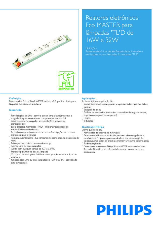Eco MASTER Multivoltage para Lâmpadas TLD