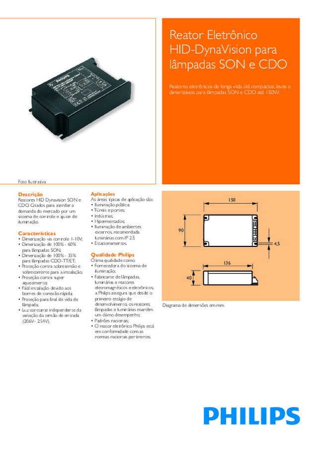 HID DynaVision para Lâmpadas SON e CDO