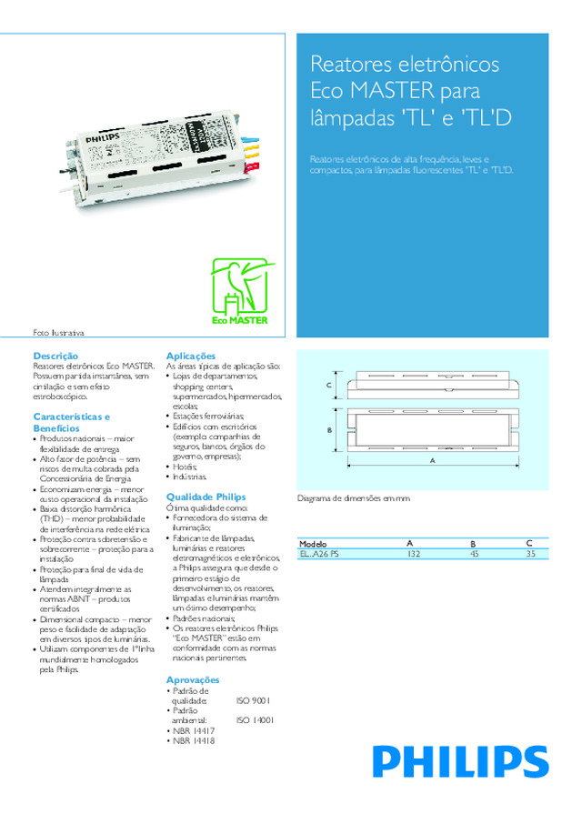 Eco MASTER para lâmpadas TLD Mini