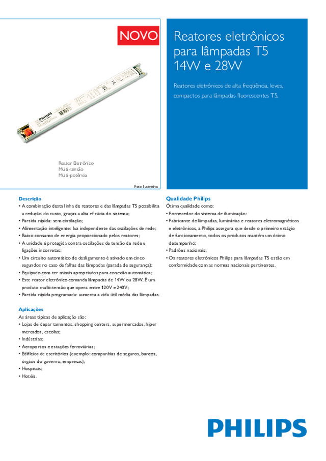 Eco MASTER Multivoltage para lâmpadas TL5