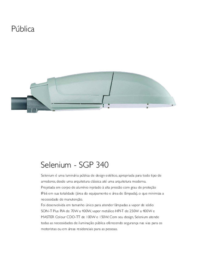 Selenium SGP340 - Catálogo