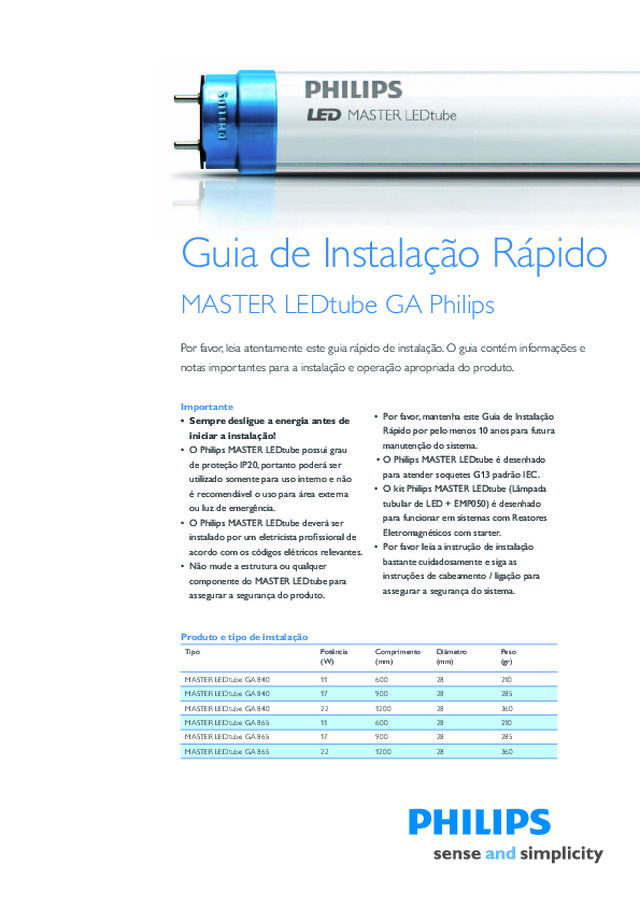 Guia de Instalacao MASTER LEDtube