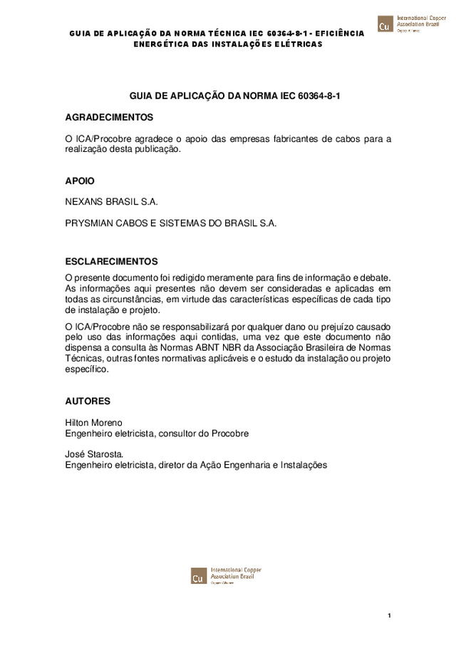 Guia de aplicação da norma técnica IEC 60364-8-1 | Eficiência energética das instalações elétricas
